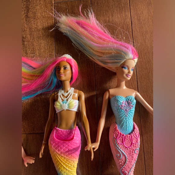 Assorted Mermaid Dolls Barbie and Mattel with Rainbow Hair - Picture 2 of 9